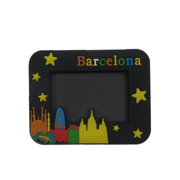 3D Effect Rectangle Soft PVC Rubber Magnetic Picture Frames Spain Barcelona Rubber