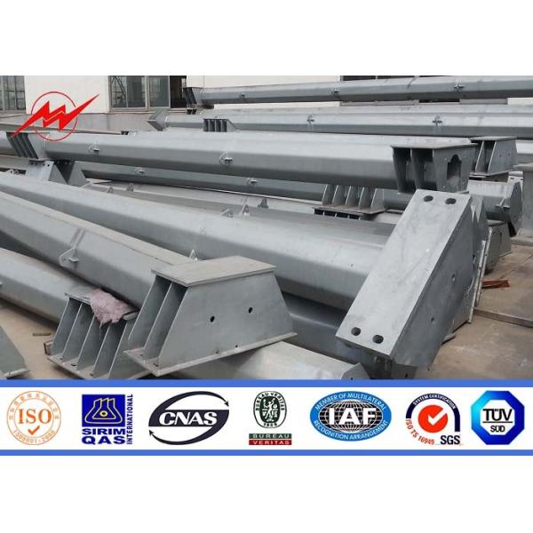 Anti - Ultraviolet 45FT Distribution Galvanized Steel Pole With Cross Arm