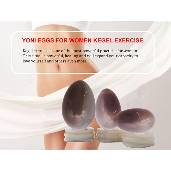 Polished Folk Art Grey Agate Stone Eggs Yoni Egg Set for Women Kegel Style Polished