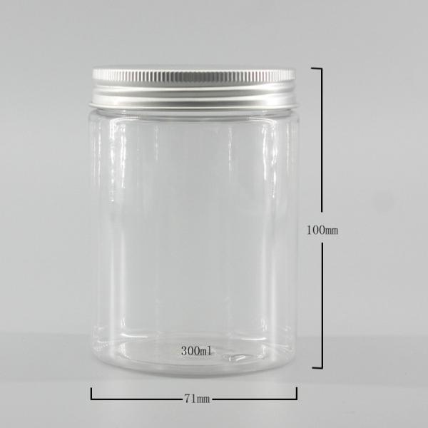300ml Transparent Cylinder PET Storage Jar for Food Snack Honey Packaging