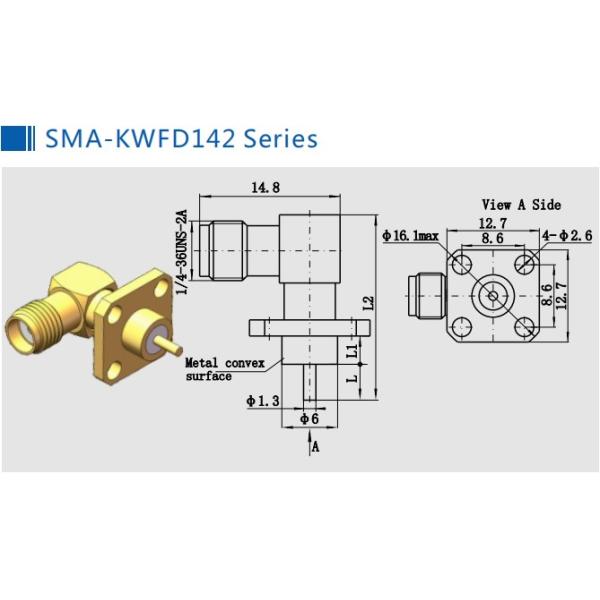 SMA RF Connector 2 Holes Flange Mount Female 500 Cycles Durability