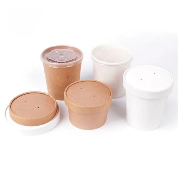 8OZ White Kraft cup for ice cream container disposable custom printed Fast Food paper soup bowl