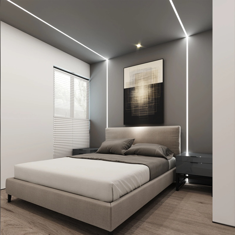 6063 T5 Recessed LED Profile with Sandblasting Oxidation for Embedded Installation in Lighting Systems