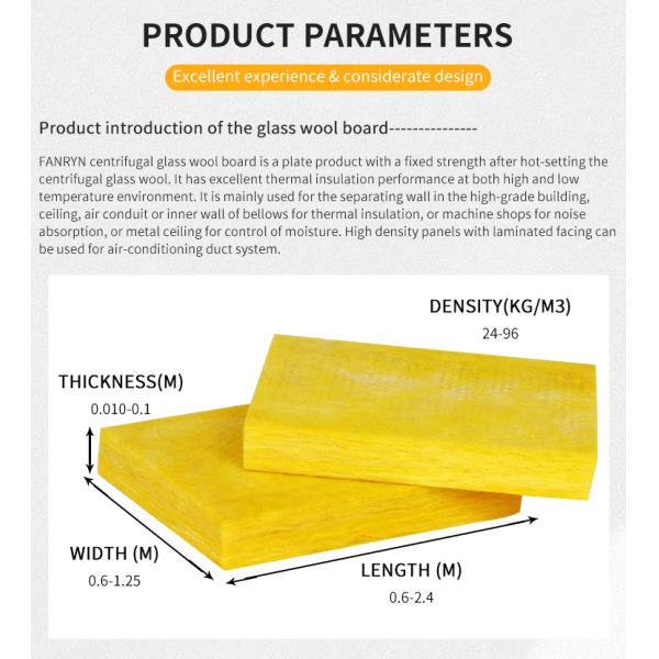 Fire Protection Glass Wool Board Sound And Heat Insulation Lightweight