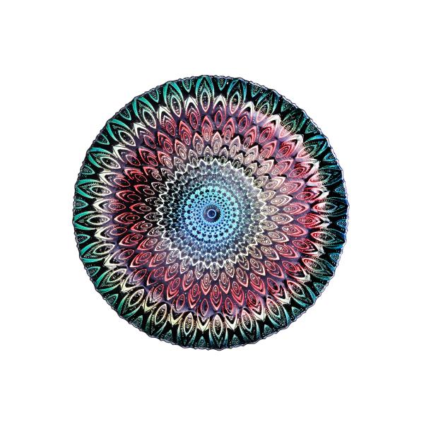 Baroque Style Retro Round Crystal Glass Plates 32cm 13 Inch