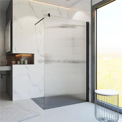 Silk Printing Frosted Glass Reeded Fluted Moru Tempered Glass Panel For Shower Screen Design
