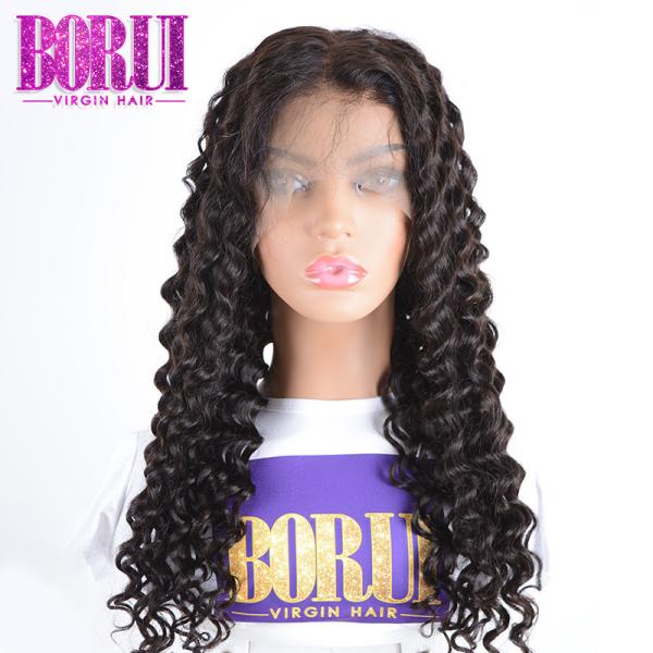 Deep Wave Human Hair Lace Front Wigs Brazilian With Baby Hair Swiss Lace