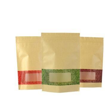 reusable stand up zipper Brown toast kraft bread packing paper bags