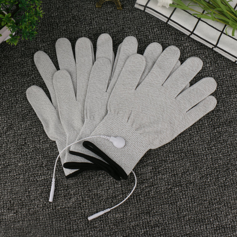 Factory Wholesale Conductive Vibrating Massage Beauty Silver Fiber Thread Gloves Electrotherapy Compatible With TENS/EMS Machine