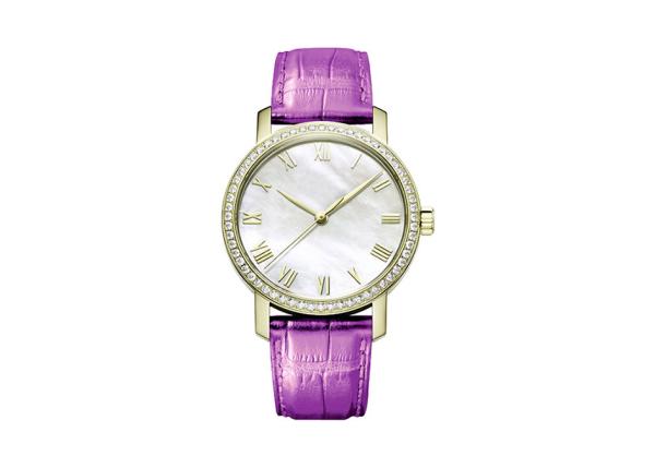 Quartz Movement Stones Gold Plated Womens Watches With 36mm Case Size