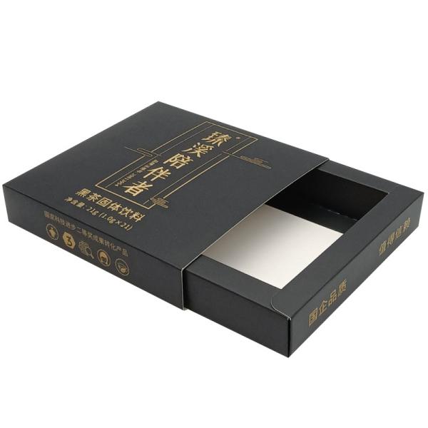 Custom Printing Black Tea Bag Packaging Boxes , Ivory Board Slide Drawer Box