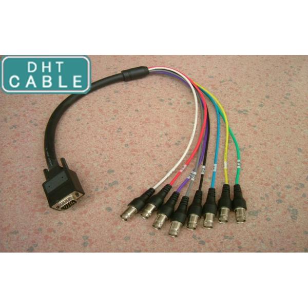 1ft 0.3m Custom Cable Assemblies , HD 15M / 8 x BNC Female Custom VGA Cable