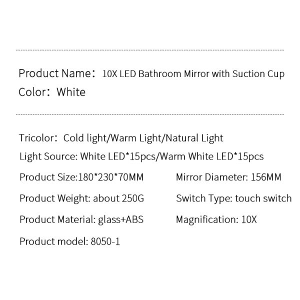 Custom 10X Magnification LED Light Travel-Friendly Foldable Makeup Mirror 360 Degree Adjustable New Desktop Cosmetic Mirror
