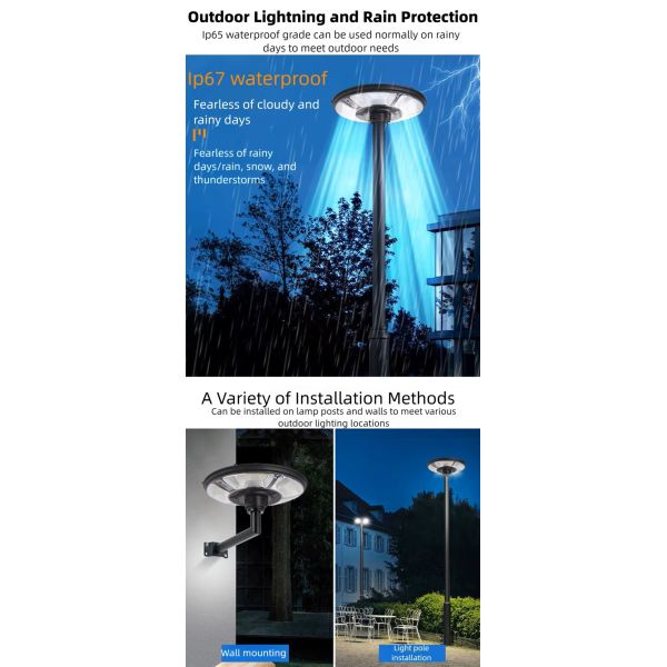 IP65 Rated Solar Garden Light with Human Body Induction and 18000mAh Battery for Outdoor Solar Yard Lighting