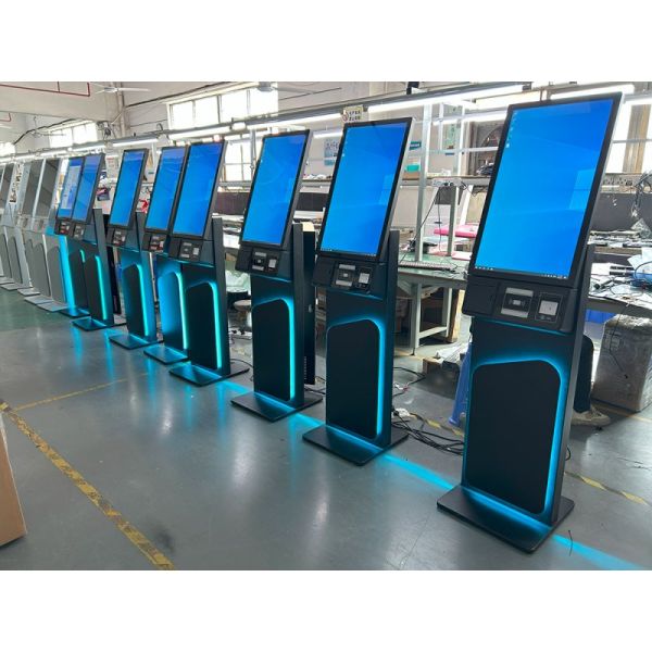 27/32 Inch Floor Standing Touch Screen Self Service Kiosk with 1920X1080 Resolution for Self Ordering and Interactive Use