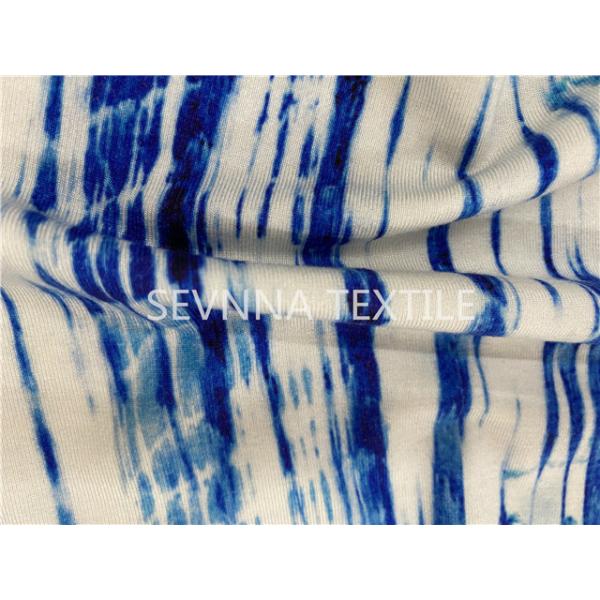 Custom Digital Printed Fresh Blue Activewear Knit Fabric Recycled UV Protect