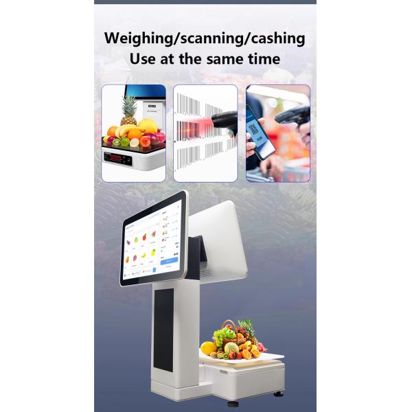 Supermarket POS System 15.6inch Dual Touch Screen with Built-in Scale Printer Wireless Protocol NFC Interface VGA