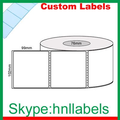 Custom Thermal Label 102mmX99mm/1 Plain D/Thermal roll Perfs, 1,500Lpr, 76mm core
