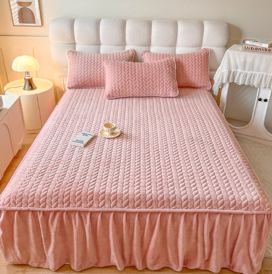 Односпальное ковровое одеяло из кораллового бархатного материала с кружевным покрытием, антистатическая хлопковая фланельная постельная юбка