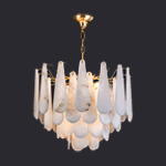 Люстра минималистского современного алебастра декоративных ламп 80lm каменная