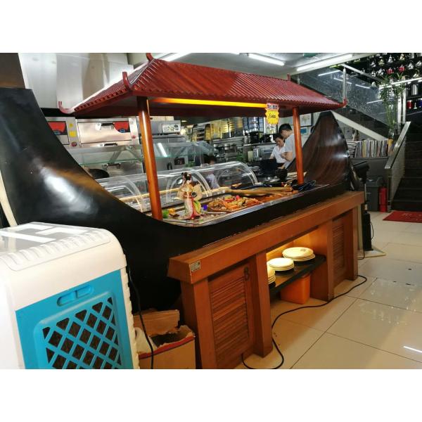 Шлюпка сформировала коммерчески счетчик шведского стола суш оборудования шведского стола сделанный Махоганы Рефригератед