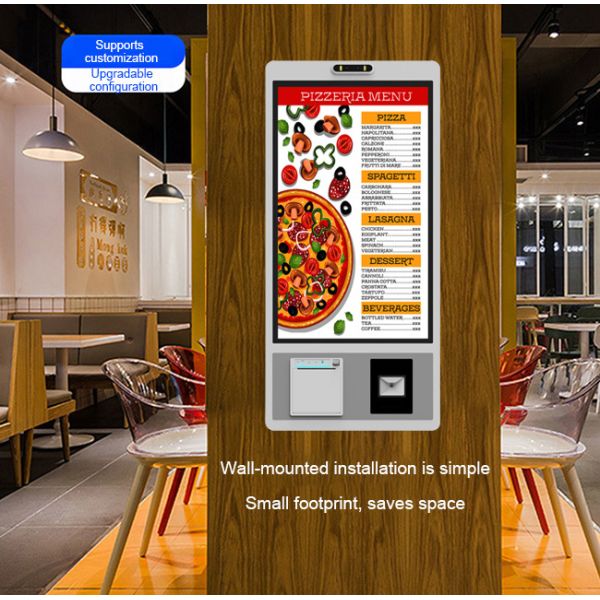 27 inch Windows Ordering Robot Manufacturer Wall Mount Touch Screen with Cashless Card Payment