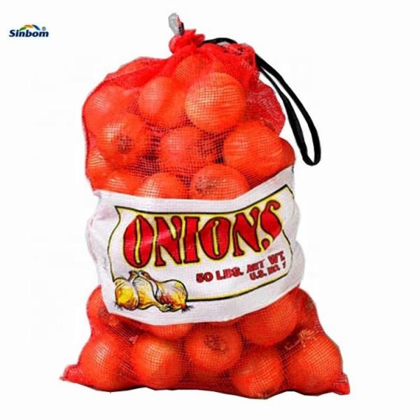25kg 50kg Vegetable Onion Potato Fruit Packaging Bag PE Date Leno Net Mesh Bag with Label