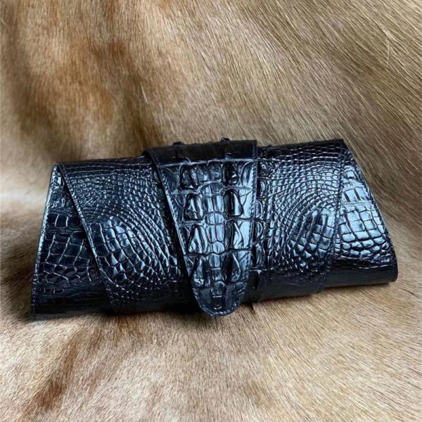 Authentic Crocodile Skin Women's Foldable Clutch Female Evening Purse Genuine Alligator Leather Lady Cross Shoulder Bag