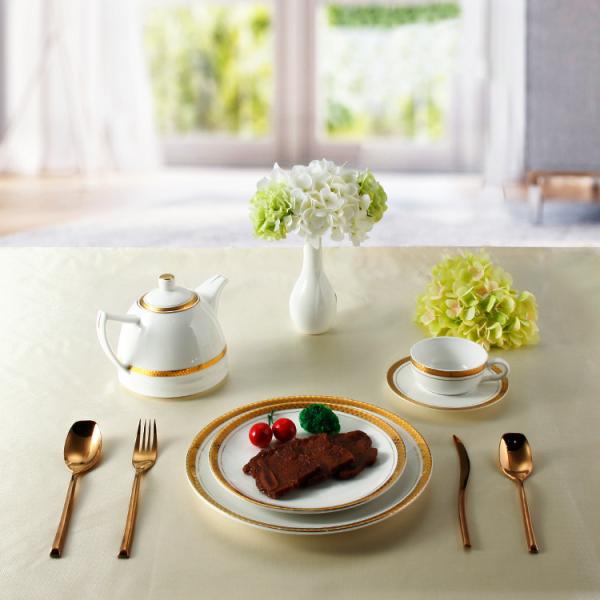 Porcelain Gold Party Wedding  8.25 Ceramic Dinnerware Set