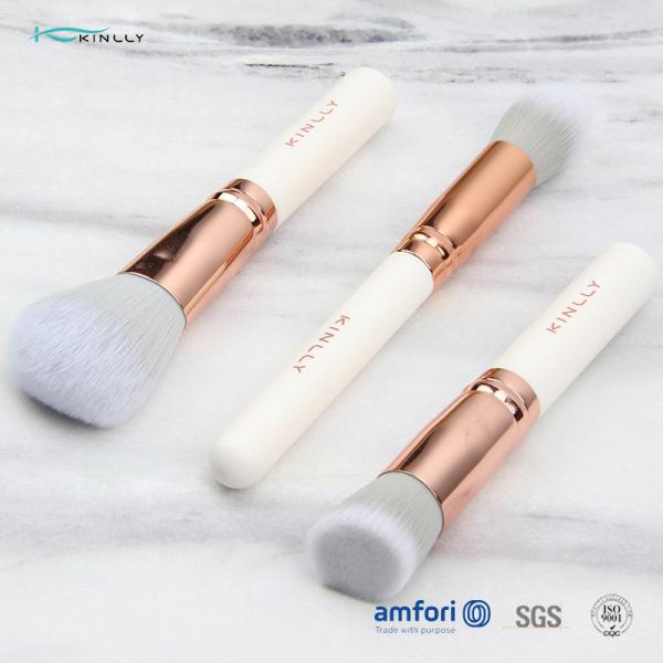 Sistema de cepillo blanco del maquillaje de la virola de aluminio suave 3pcs