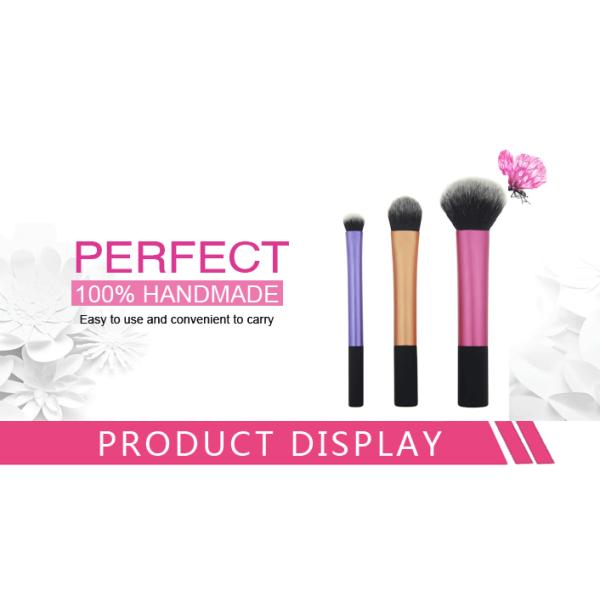Black Rubber Handle Travel Size Makeup Brushes 108g Three Pieces