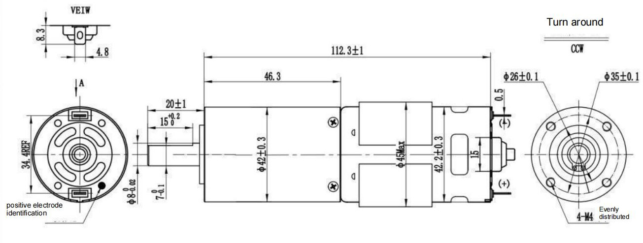 Малошумный мотор 42mm щеточного устройства DC 24V NEMA 17 с 1:36 138Rpm 0.75A коробки передач
