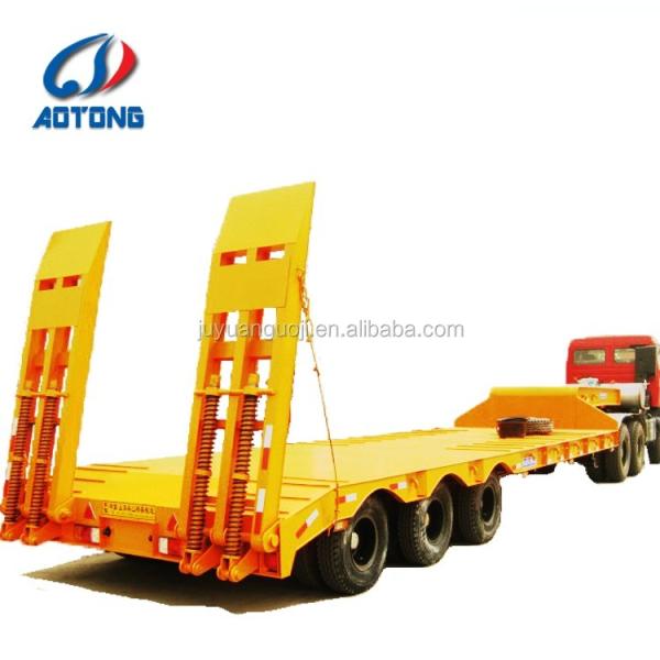 Caminhão Trailers Excavator Transporting Gooseneck Lowbed 3 axles 60ton Low Bed Trailers com escada