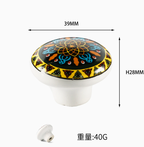 Vintage Bohemian Ceramic Handle Knob Classic Style Cartoon Kitchen Bedroom Drawer Cabinet Door Handle