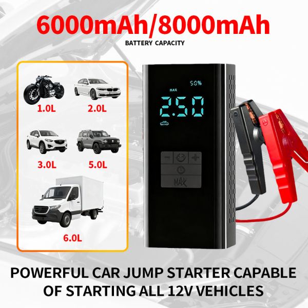 Car Battery Charger Jump Starter Battery Pack Car Emergency Power Supply 6000mAh / 8000mAh Air Compressor
