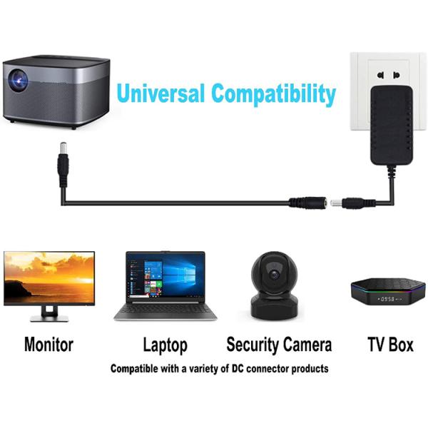 CUSTOM 1m Hombre a mujer Hombre a hombre 2.1x5.5 mm Cable de extensión de corriente continua