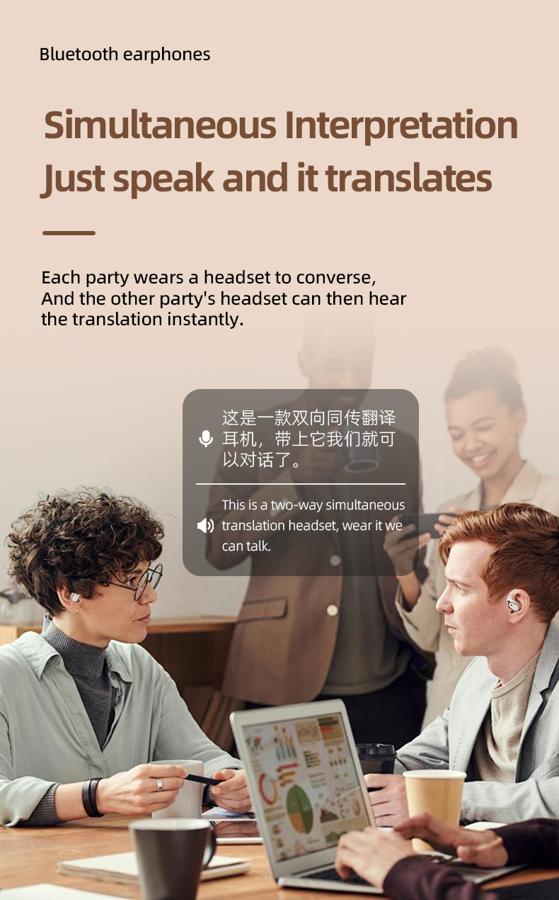 Wireless Earbuds Translator 138 Languages Language Translation Headsets Two Way Translator Device