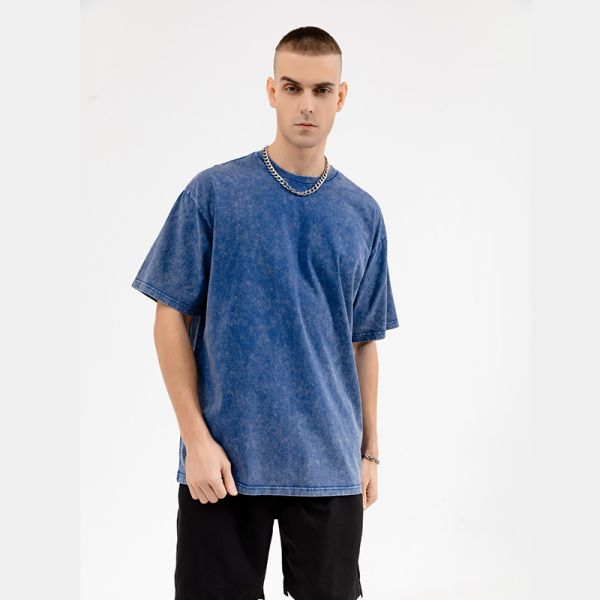 Wholesale Custom Printed T Shirt for Men Cotton Plain Oversize Acid Wash Boxy Summer Blank T-Shirt