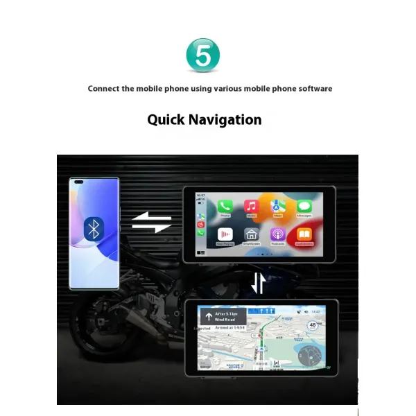 5.5 Inch Motorcycle Carplay Radio Navigation Android Auto Driving Recorder