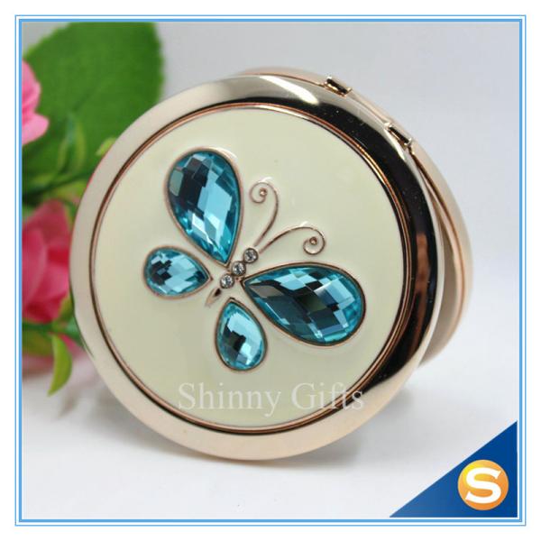 Shinny Gifts Fashionable Fancy Butterfly Design Folding Double Sides Metal Pocket Mirror