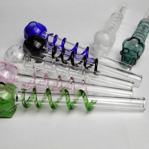 Colorful Skull Pyrex Glass Smoking Pipe Spoon Tube 5.5 Inch Straight Type