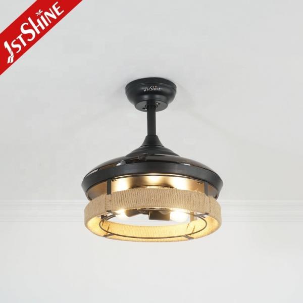 Ventilador de teto em jaula preto de 36 polegadas com solução de iluminação de meados de século
