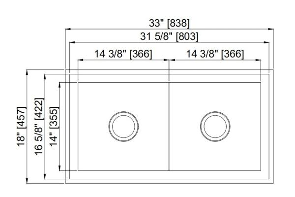 Double Bowl Stainless Steel Single Bowl Kitchen Sink Top Mount 32''X18''X10''