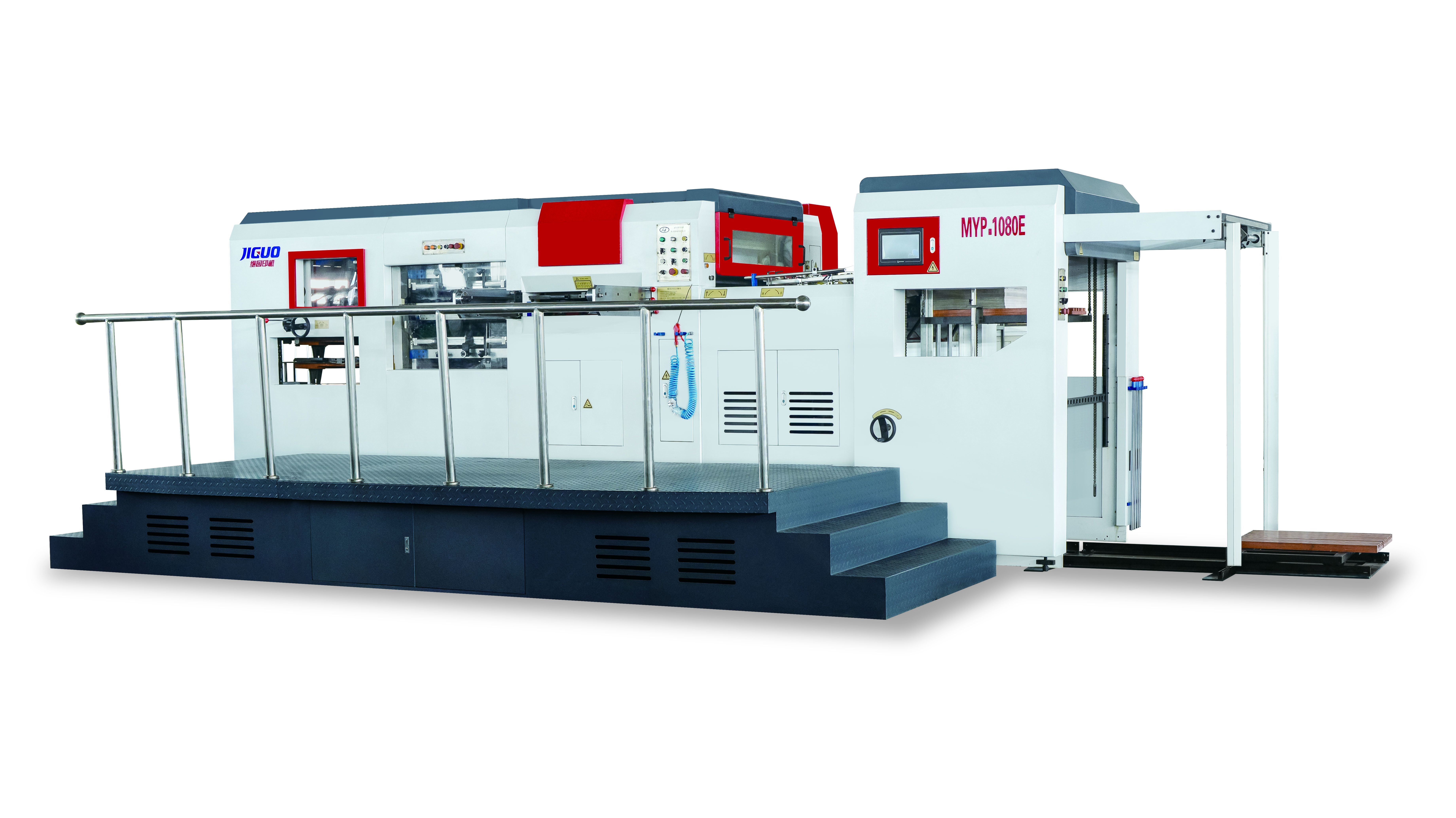 Used JIGUO MYP-1080E Automatic Die Cutting & Stripping Machine,Max.paper size :1080×780mm,Max.cutting speed: 7500s/h