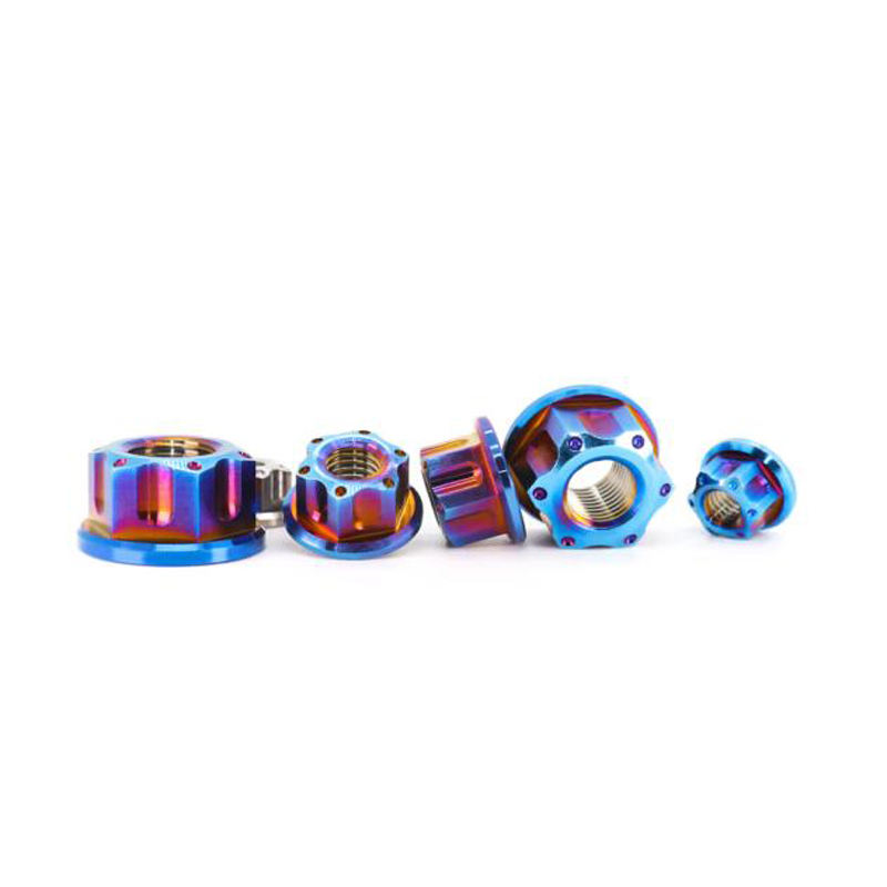 DIN6923 M6 M8 M10 M12 M20 GR2 GR5 Titanium Alloy Anodized Serrated Hexagonal Flange Nut