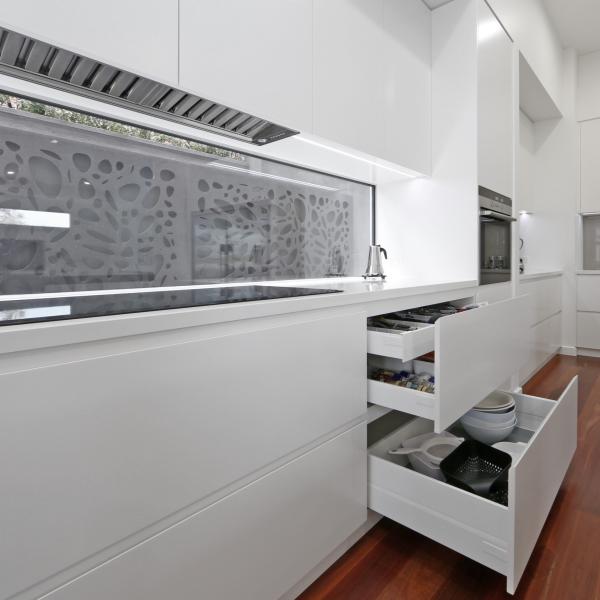 White Handless Kitchen Cabinets Islands Modern Prefab Bar Cabinets