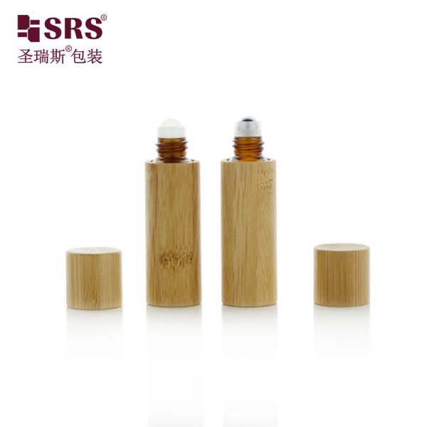 BG-5ML Manufacture Empty Amber Glass Inner Roller Ball Bottle With Bamboo Outer For Perfume Oil Cuticle Oil Packaging
