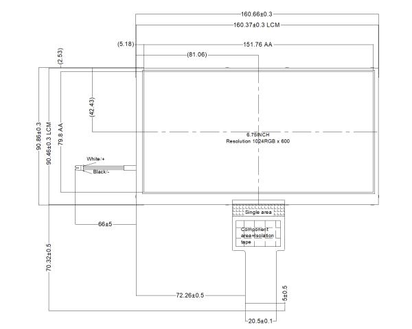 6.75 Inch IPS TFT LCD Module Wide Viewing Panel For Automotive Display Equipment