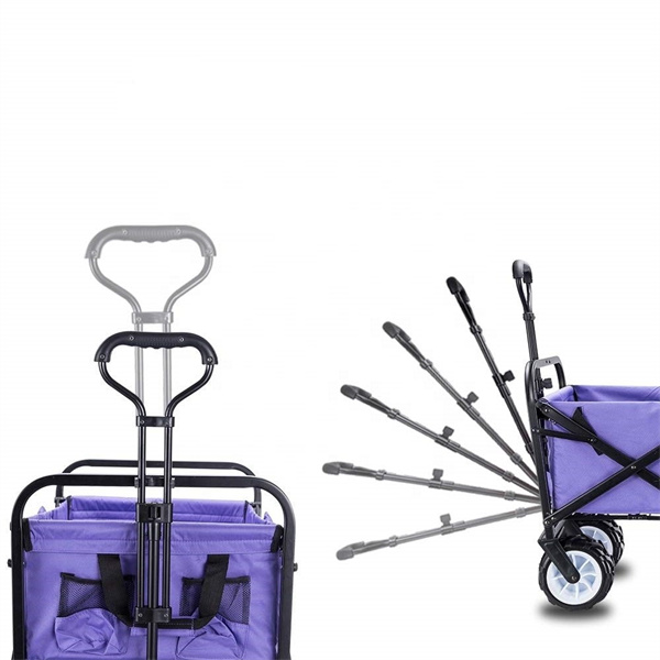 Four Wheel Folding Beach Wagon Garden Hand Cart Collapsible Shopping Trolley