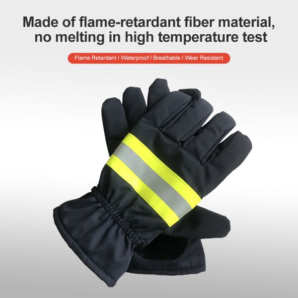 Firefighter Work Gloves Nomex Aramid Five-Finger Waterproof Breathable Flame Resistant 4 Protection for Emergency Firefighting